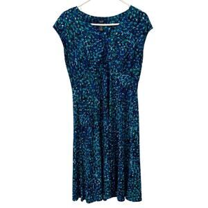 Chaps Empire Waist V Neck Cap Sleeve Knee Length Dress Size L 90s Office Career